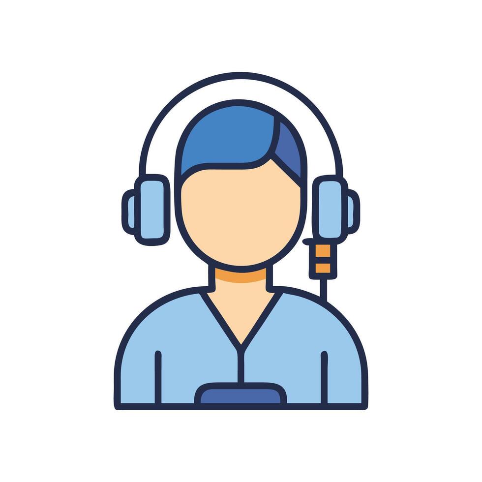 Customer service representative with headset icon for call center vector