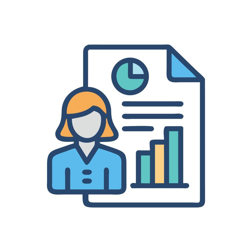 Businesswoman with financial report, company performance and growth vector