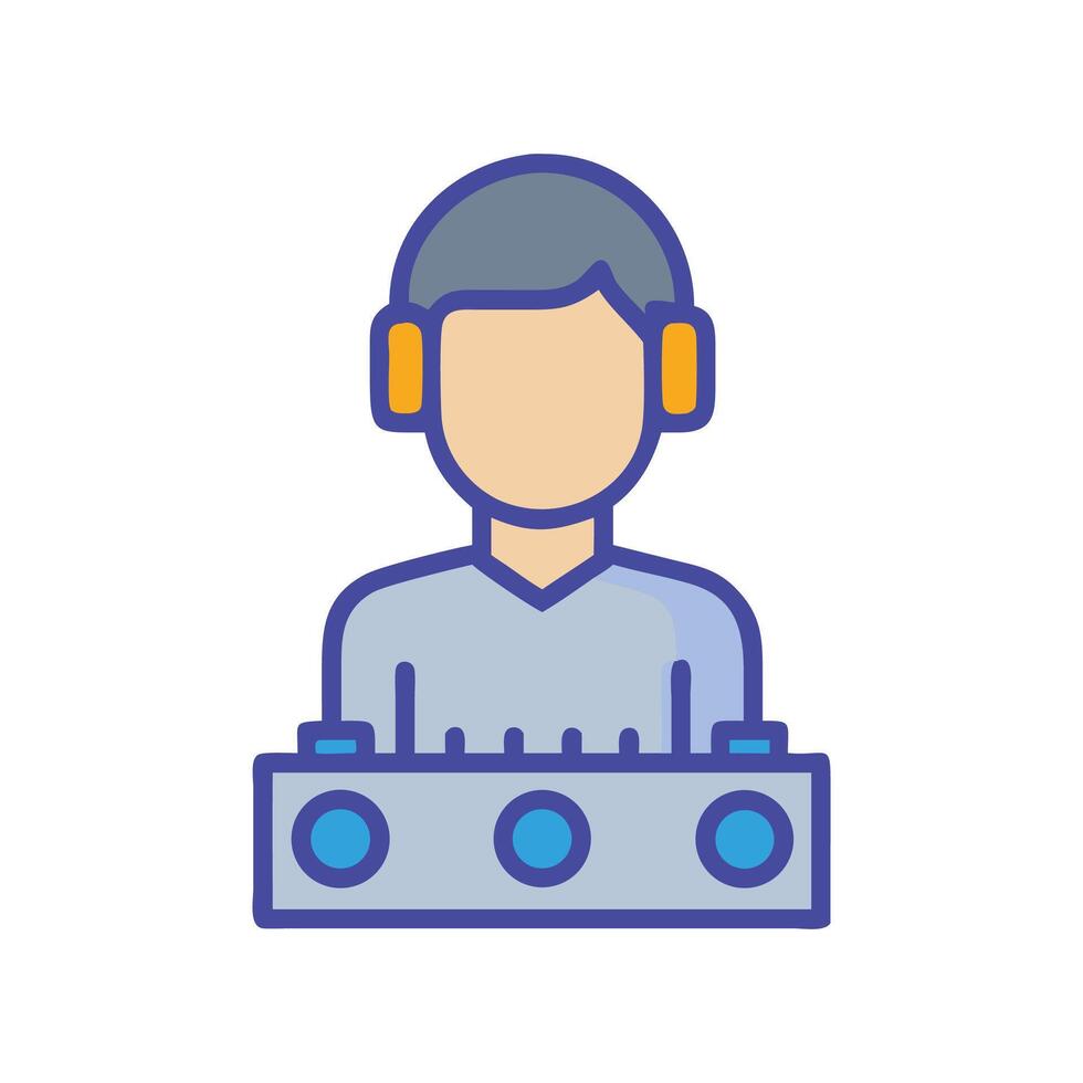 Icon illustration of DJ with headphones at console vector