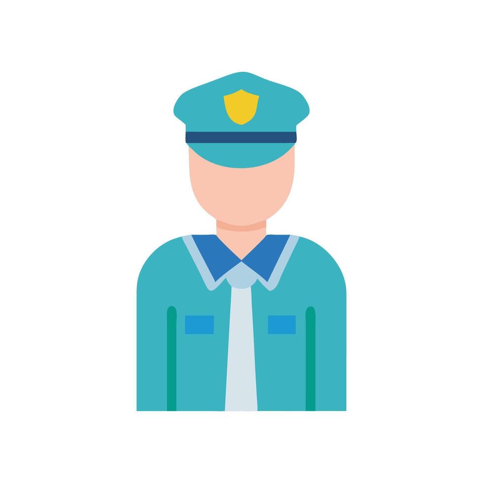 Cartoon police officer icon with uniform and hat vector