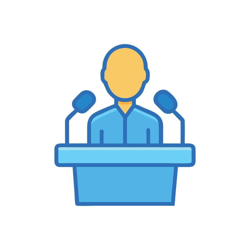 Presentation Icon Speaker at Podium with Microphones vector