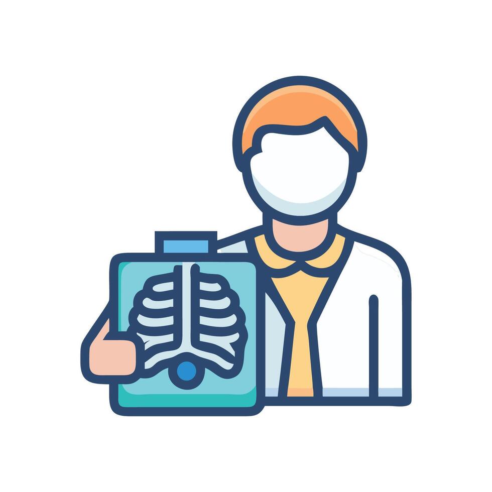 Cartoon Doctor Holding XRay of Chest Image vector