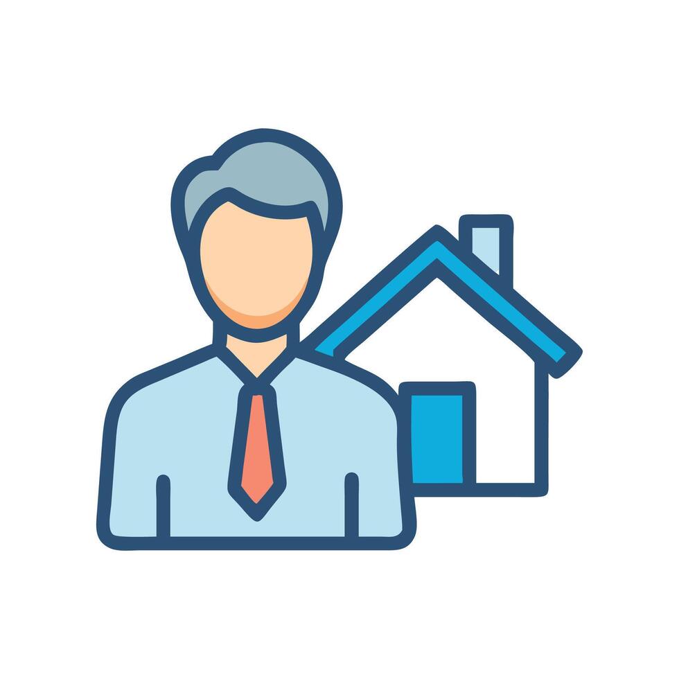 Real Estate Agent Icon with House on Black Background vector