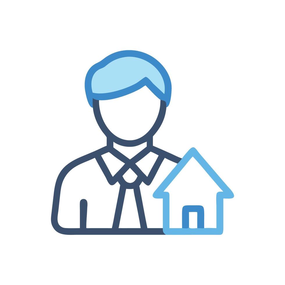 Real estate agent icon with a home, dark background vector