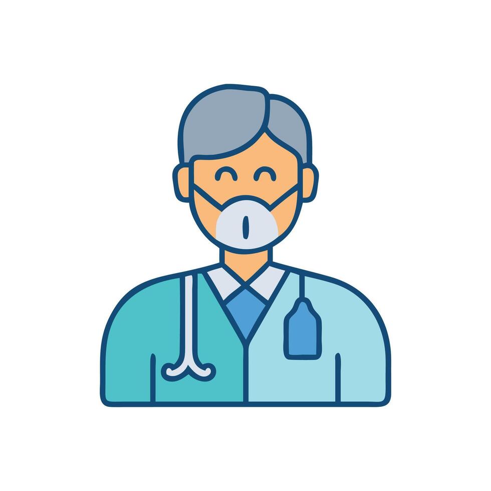 Doctor with mask icon on a black background vector