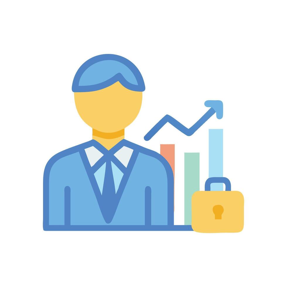Business growth icon with businessman, chart, and briefcase vector