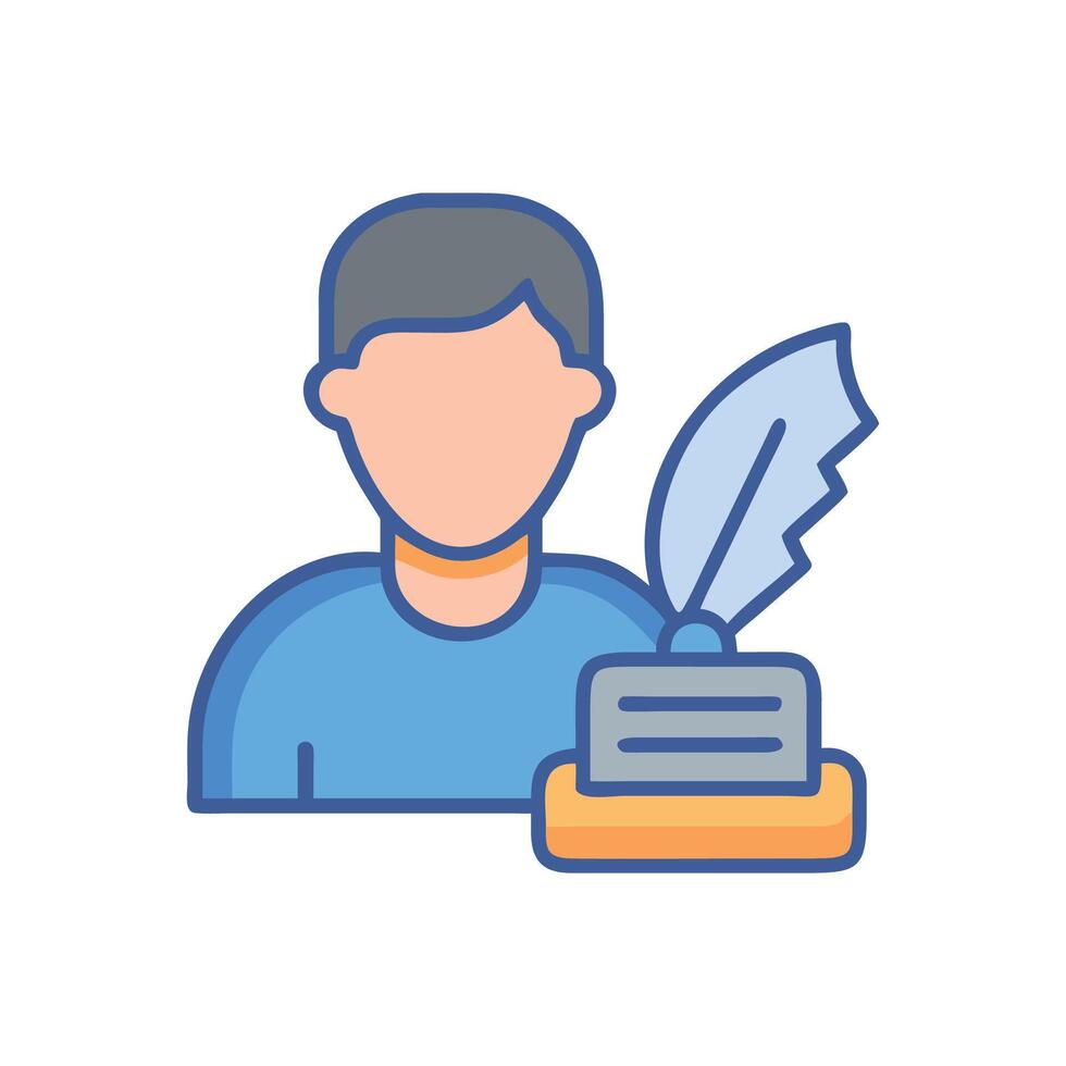 Writer or author icon with a quill vector