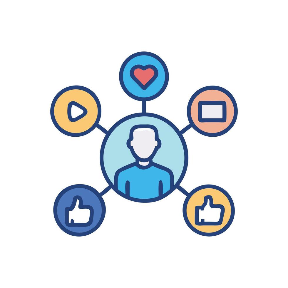 Social Media Connection User Profile and Network Icons vector