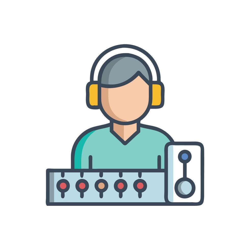 Sound Engineer Icon with Mixer and Headphones vector