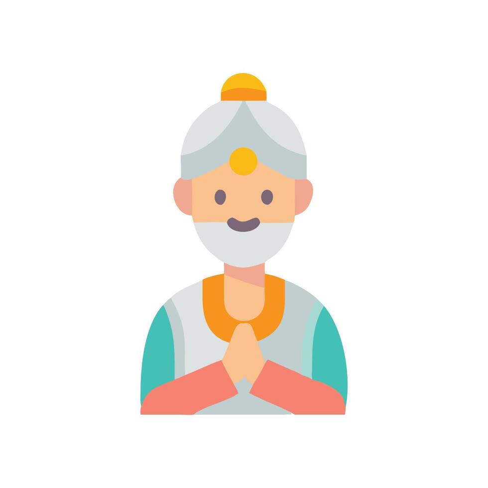 Smiling Indian Man Icon with Namaste Hand Gesture vector
