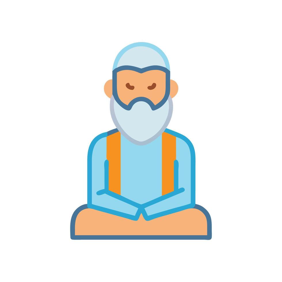 Meditating guru icon, yoga, spiritual practices illustration vector