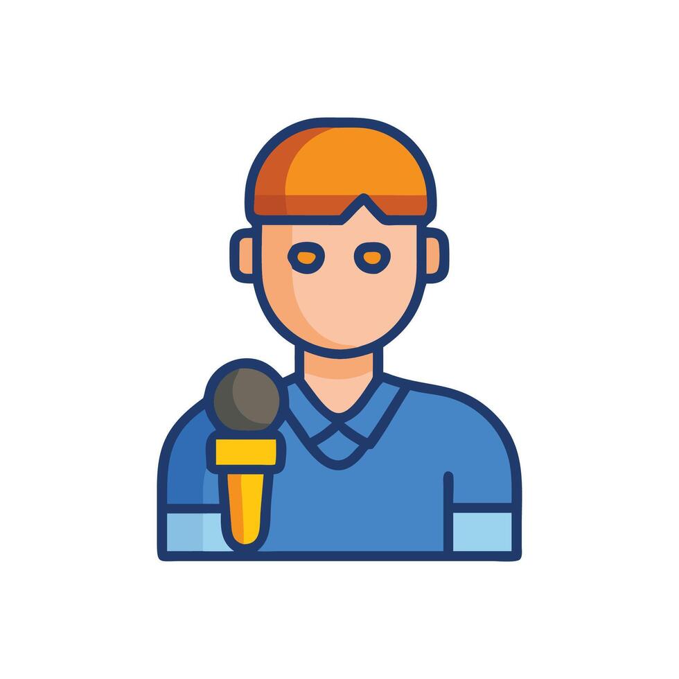 Cartoon Journalist with Microphone Illustration for News and Media vector