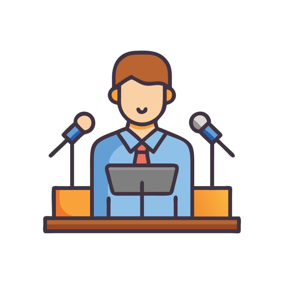Speaker at Podium Icon, Public Speaking, Presentation vector