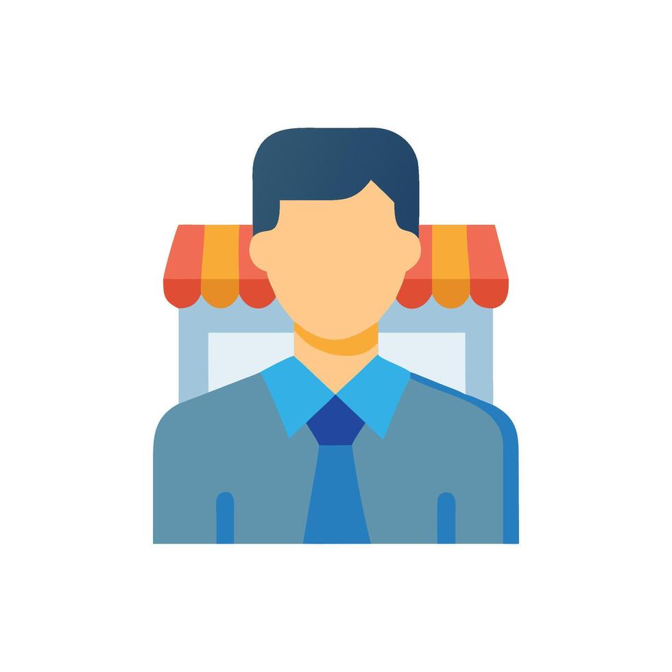 Small business owner standing in front of his shop vector