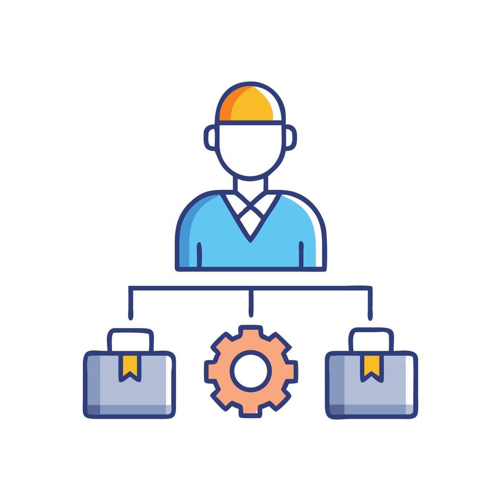 Professional business manager icon showing processes and tasks vector