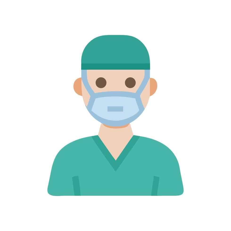 Doctor or Surgeon Illustration with Mask and Scrubs vector
