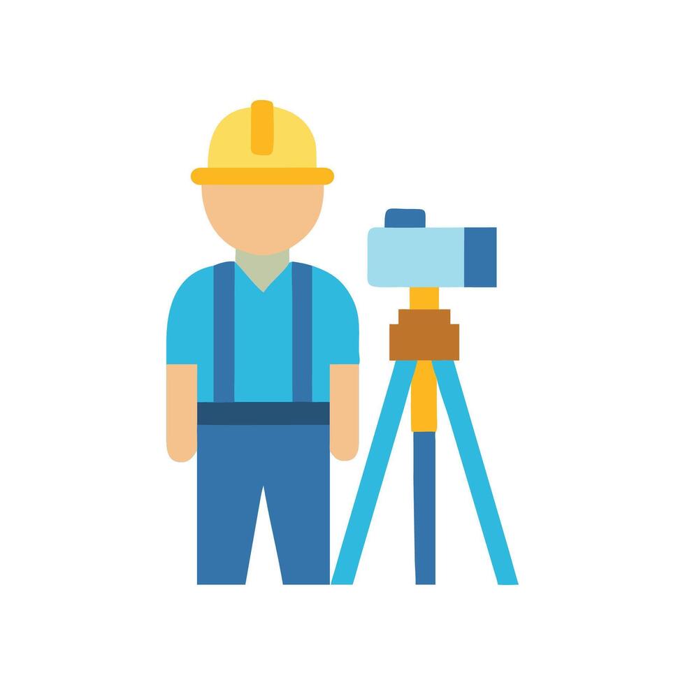 Land Surveyor Icon with Theodolite on Black Background vector