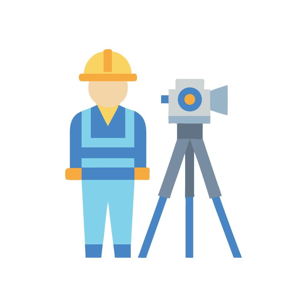 Surveyor with total station illustration on black vector