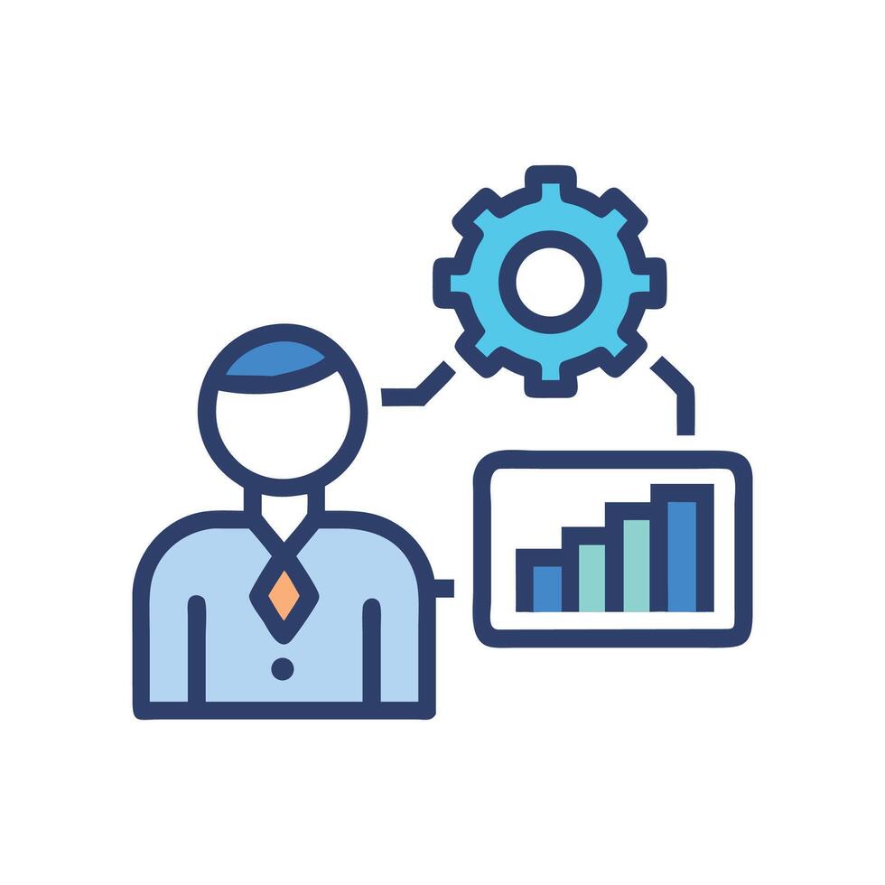 Business analytics and management process icon representation. vector