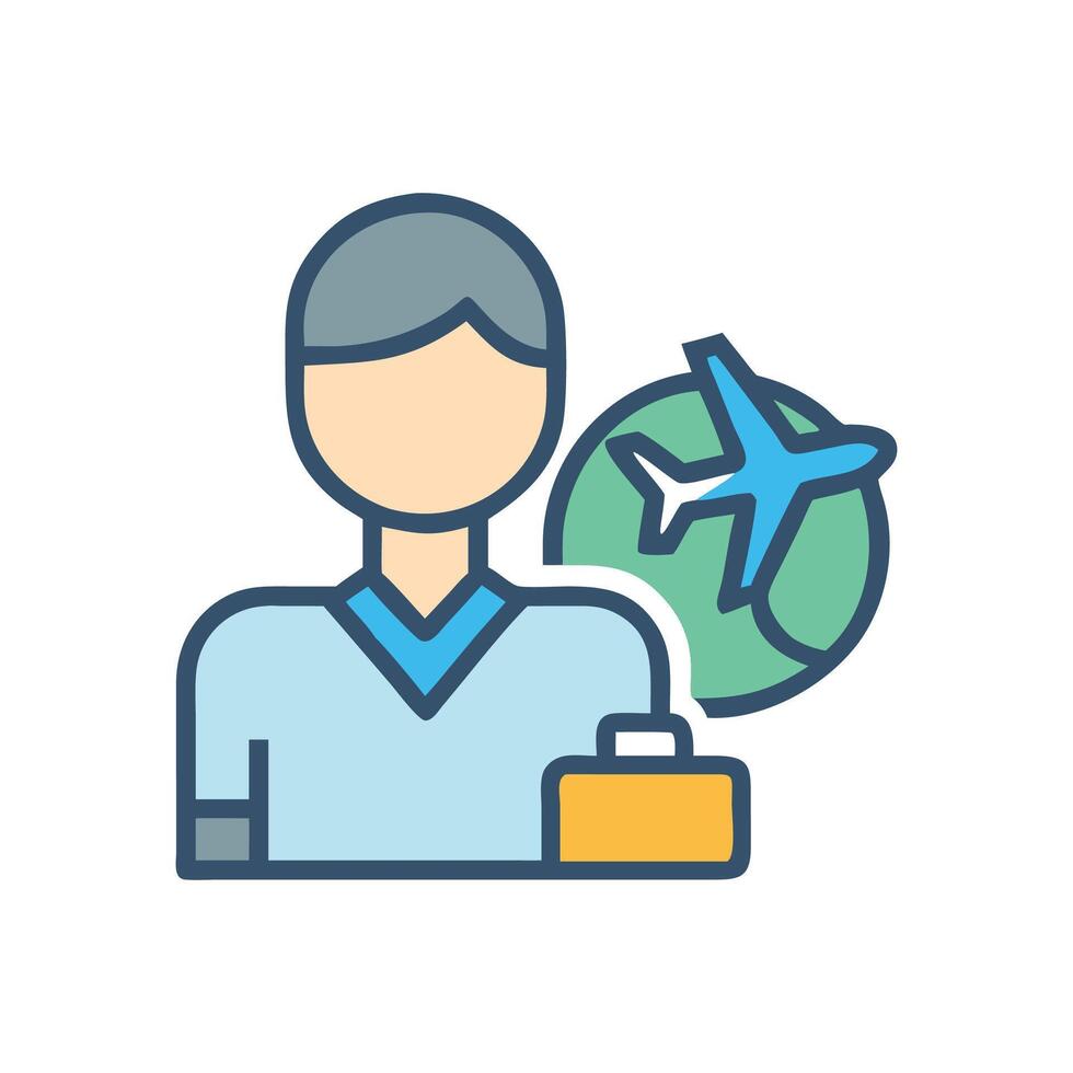 Travel agent with suitcase and plane illustration vector
