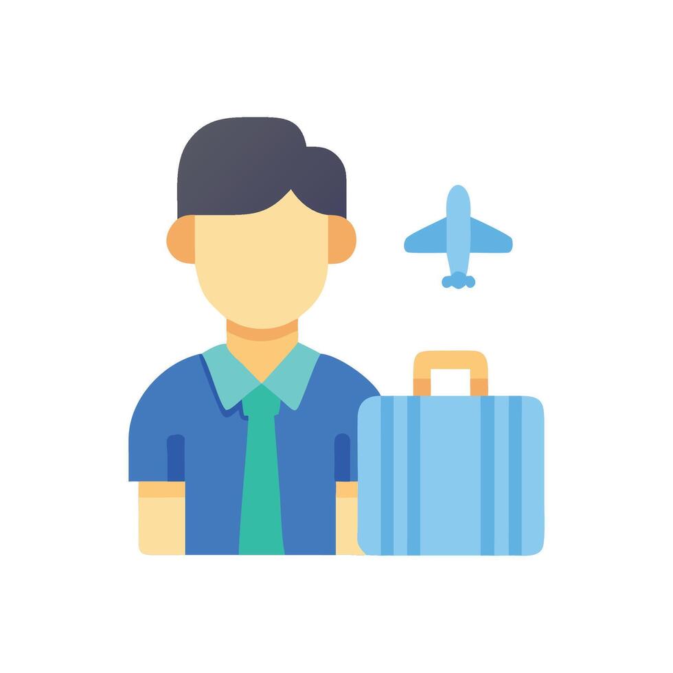 Business Traveler Ready to Fly with Suitcase Icon vector