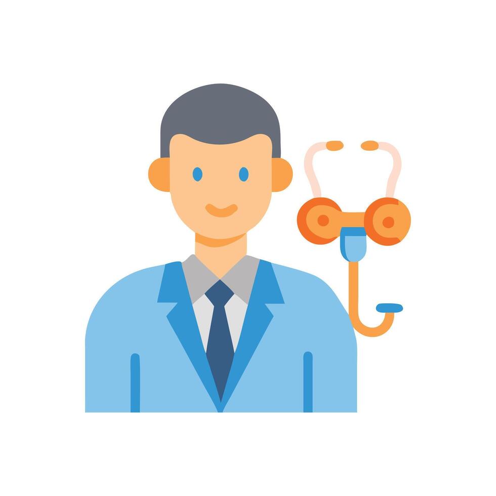 Doctor with stethoscope icon isolated on black background vector