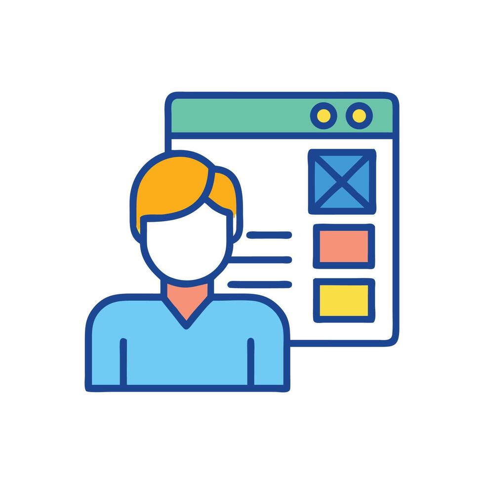 User experience design and interface developer flat icon vector
