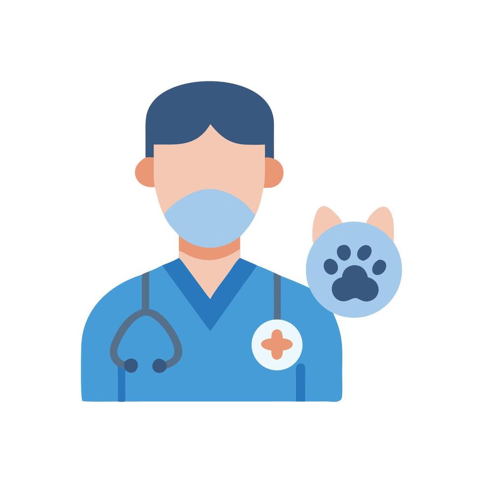Icon of veterinarian with cat paw, medical profession vector