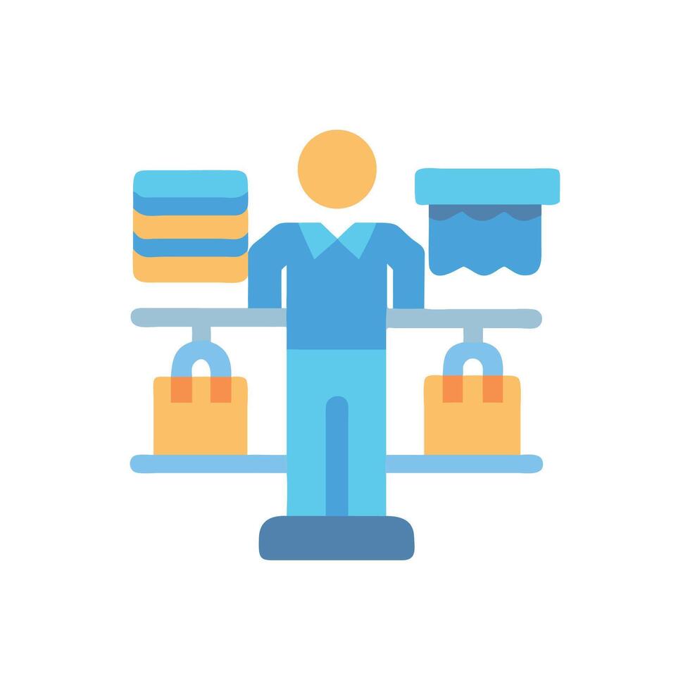 Shopping assistance, instore shopping, and shop worker concept vector