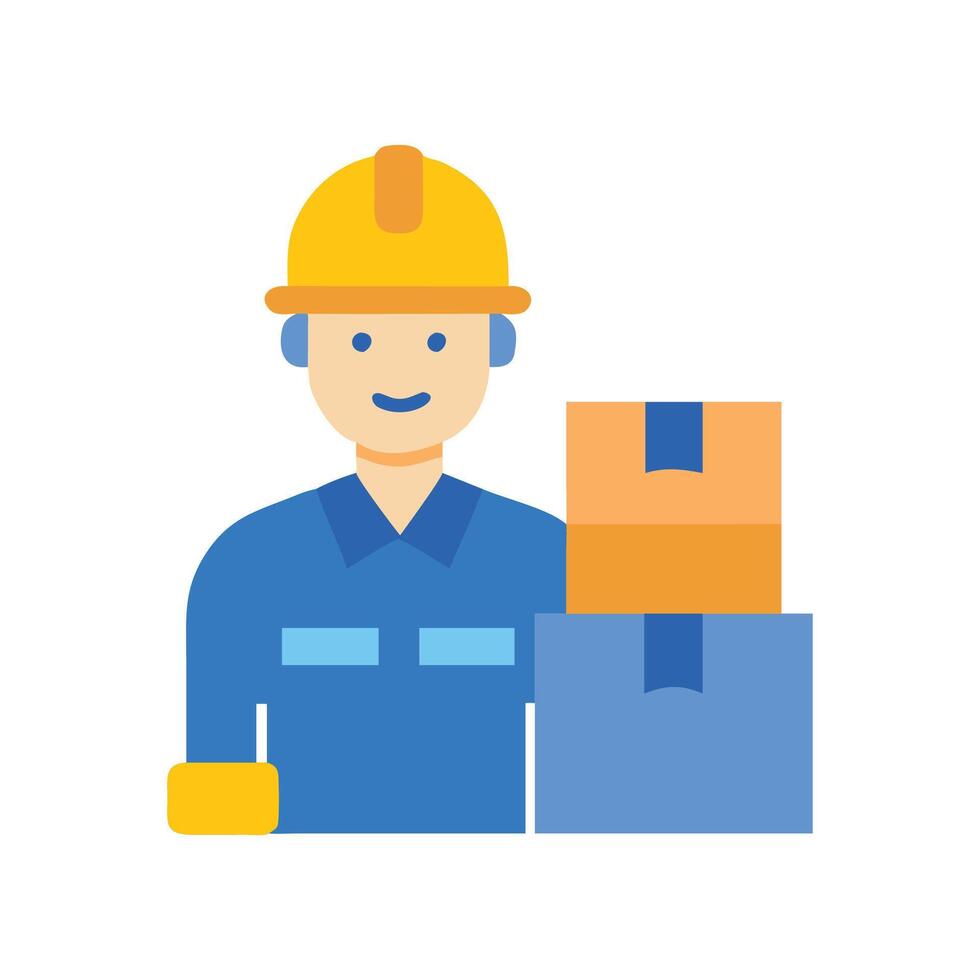 Worker with Boxes Shipping, Delivery, Logistics, Freight Icon vector