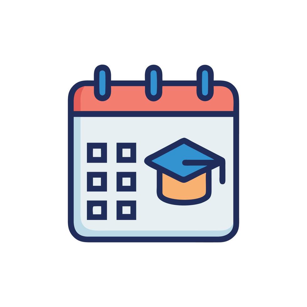 Academic Calendar Icon with Graduation Cap Flat Design vector