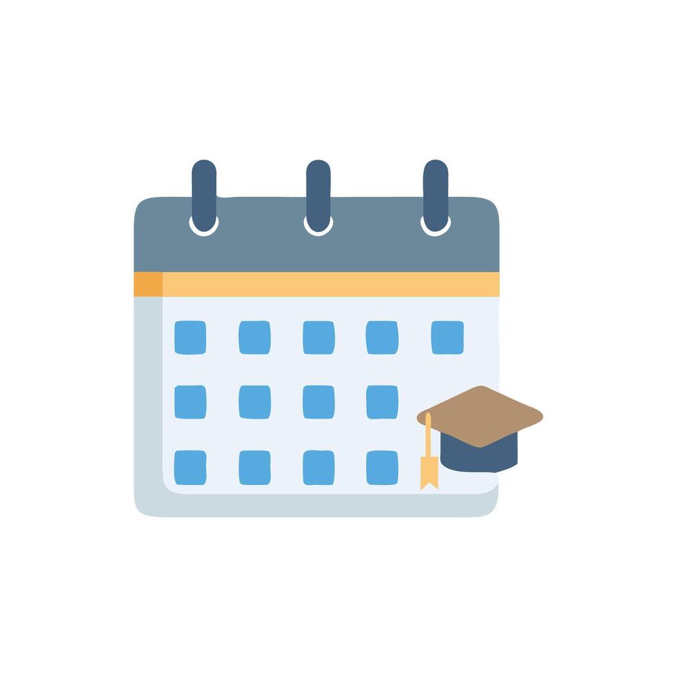Graduation date reminder on calendar illustration with mortarboard vector
