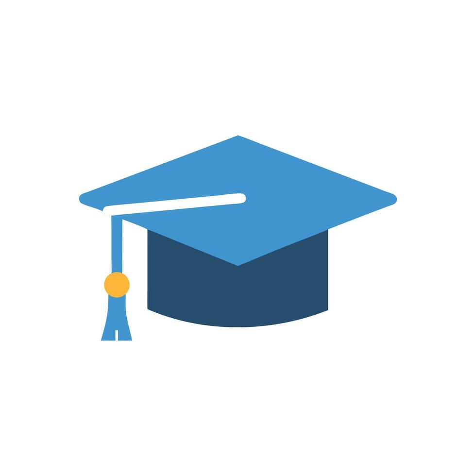 Stylized graduation cap icon against a stark White Background vector