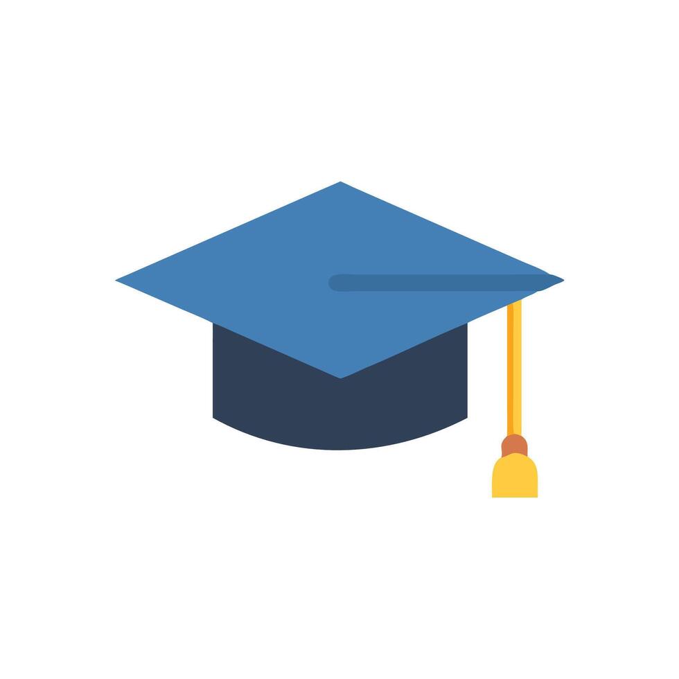 Blue graduation cap with gold tassel over White Background vector