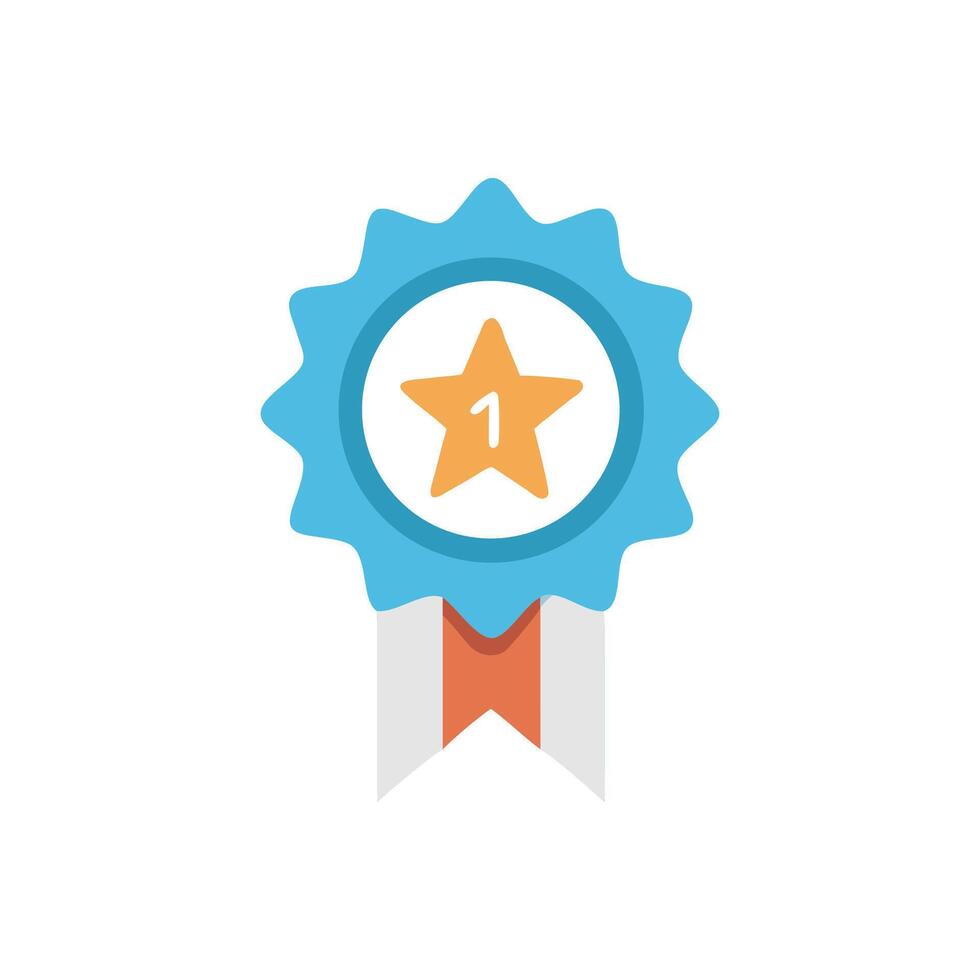 Flat design badge with first place star icon award vector