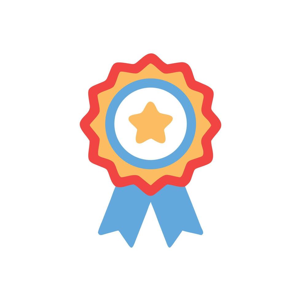 image of award badge with star and ribbons vector