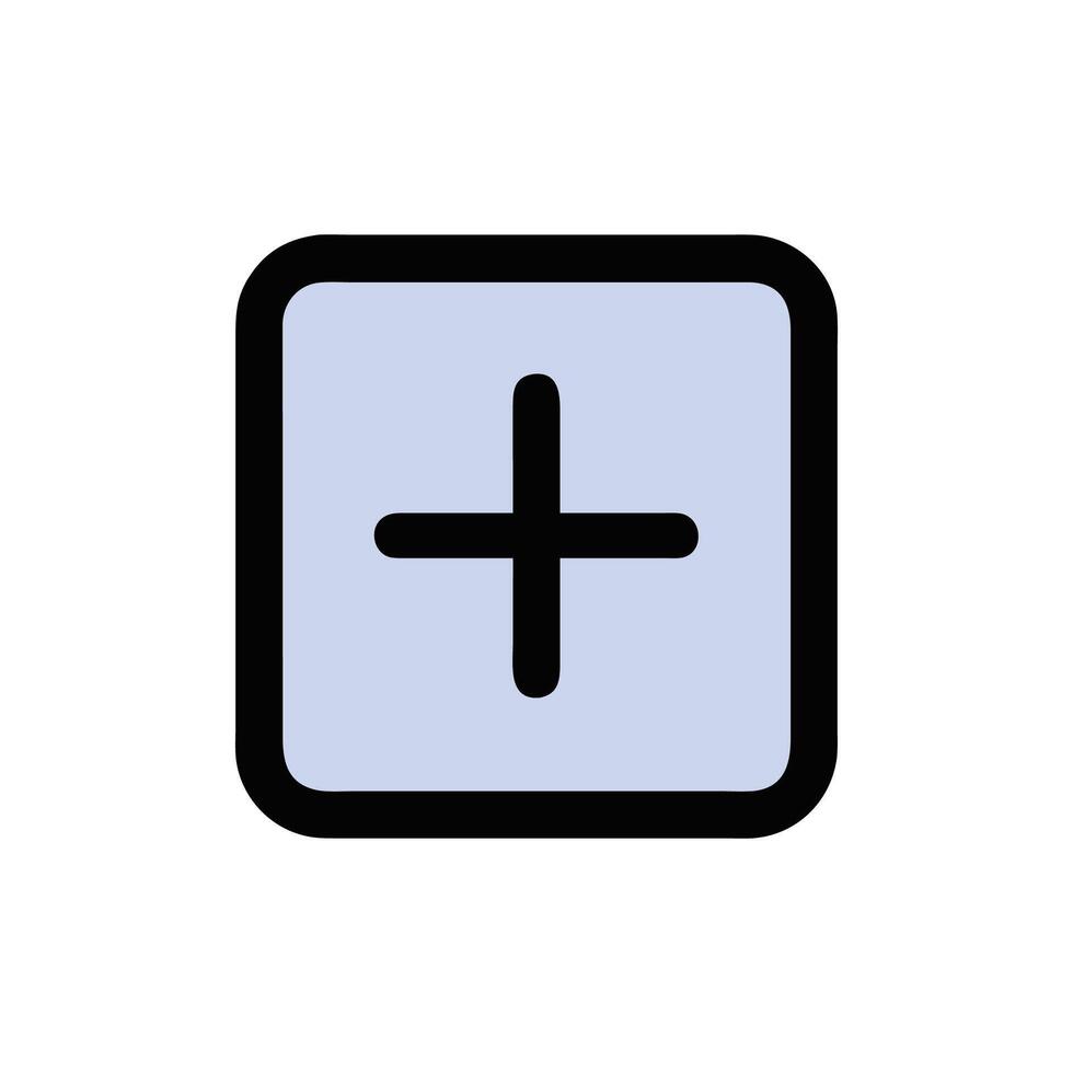 Simple plus sign icon on a rounded square background vector