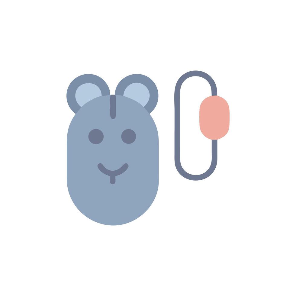 Stylized Computer Mouse With Cord Resembling Animal Cartoon Icon vector