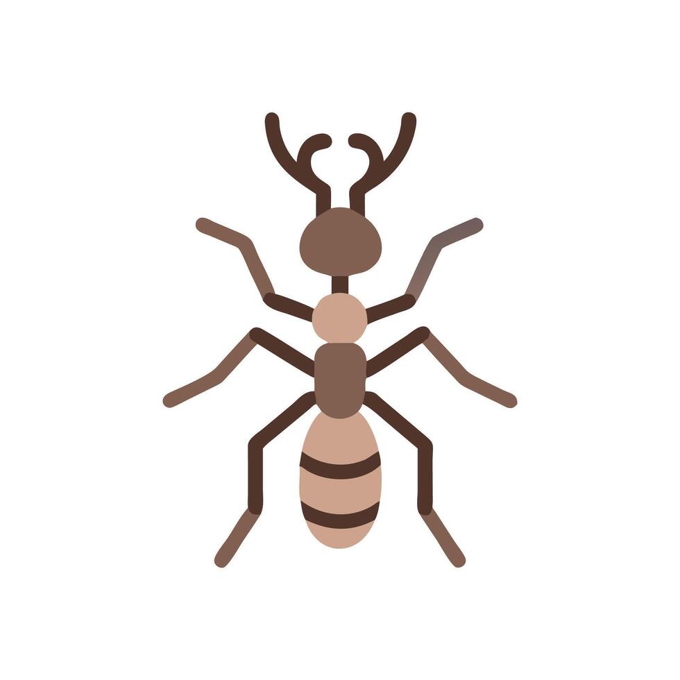 Stylized brown ant on White Background insect illustration vector