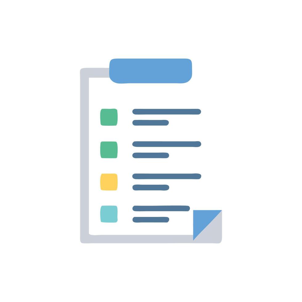 Stylized clipboard with checklist graphic illustration on White Background vector