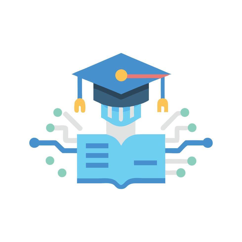 Digital learning concept with mortarboard book and tech integration vector