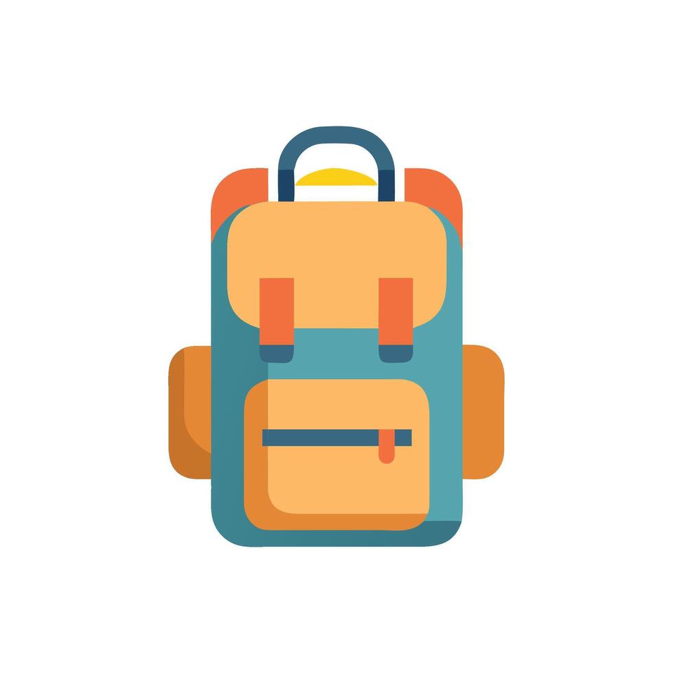 Flat style graphic of a colorful modern travel backpack vector