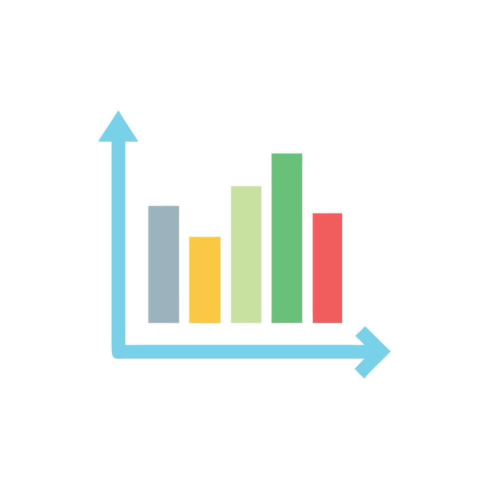 Colorful Bar Chart Graphic on White Background Showing Growth vector
