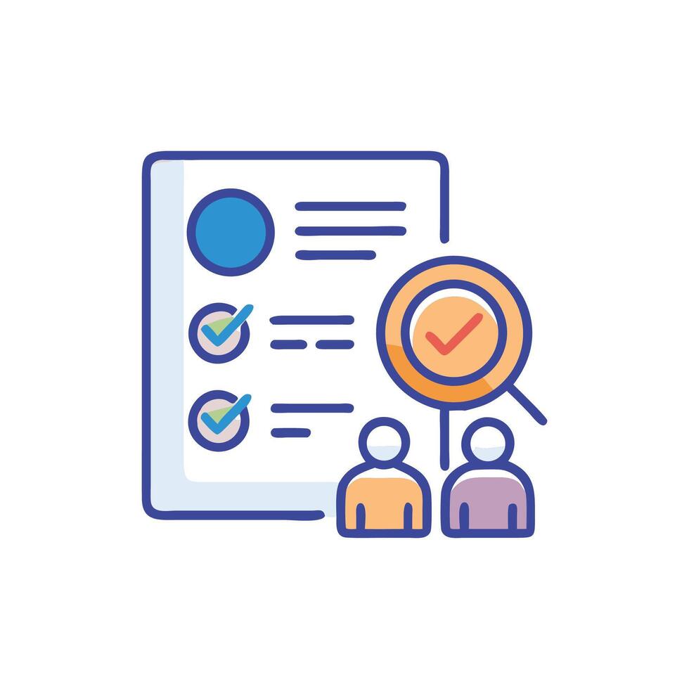 Recruitment process selection graphic illustration with candidates review vector