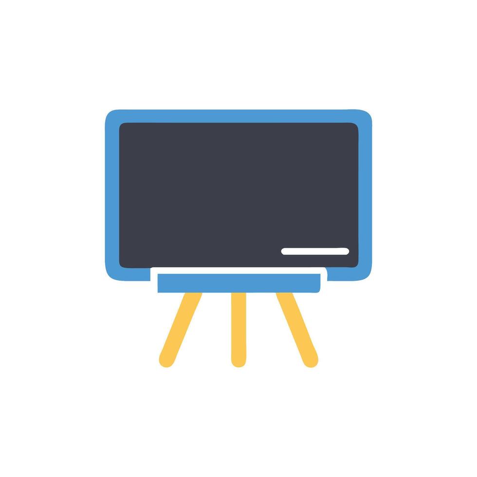 Simple school chalkboard icon on stand against black backdrop vector