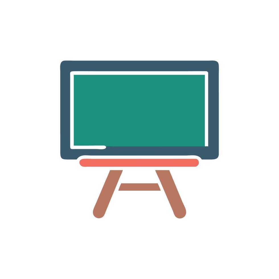 Illustrated green chalkboard on stand against White Background vector