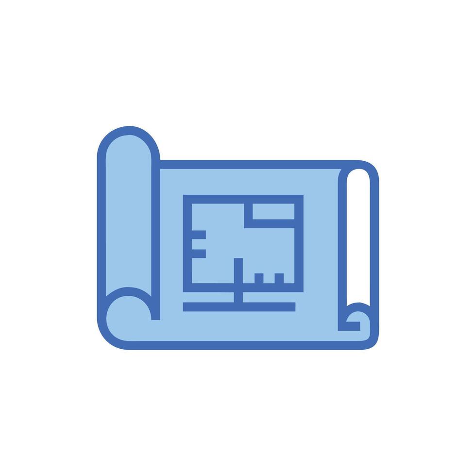 Flat illustration of architectural blueprint house plan vector