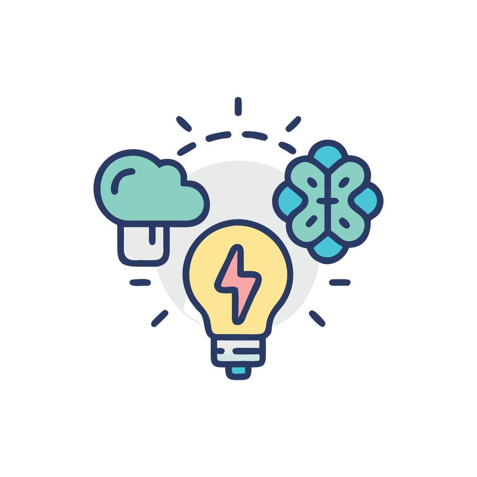 Creative ideas and solutions represented by abstract icons vector