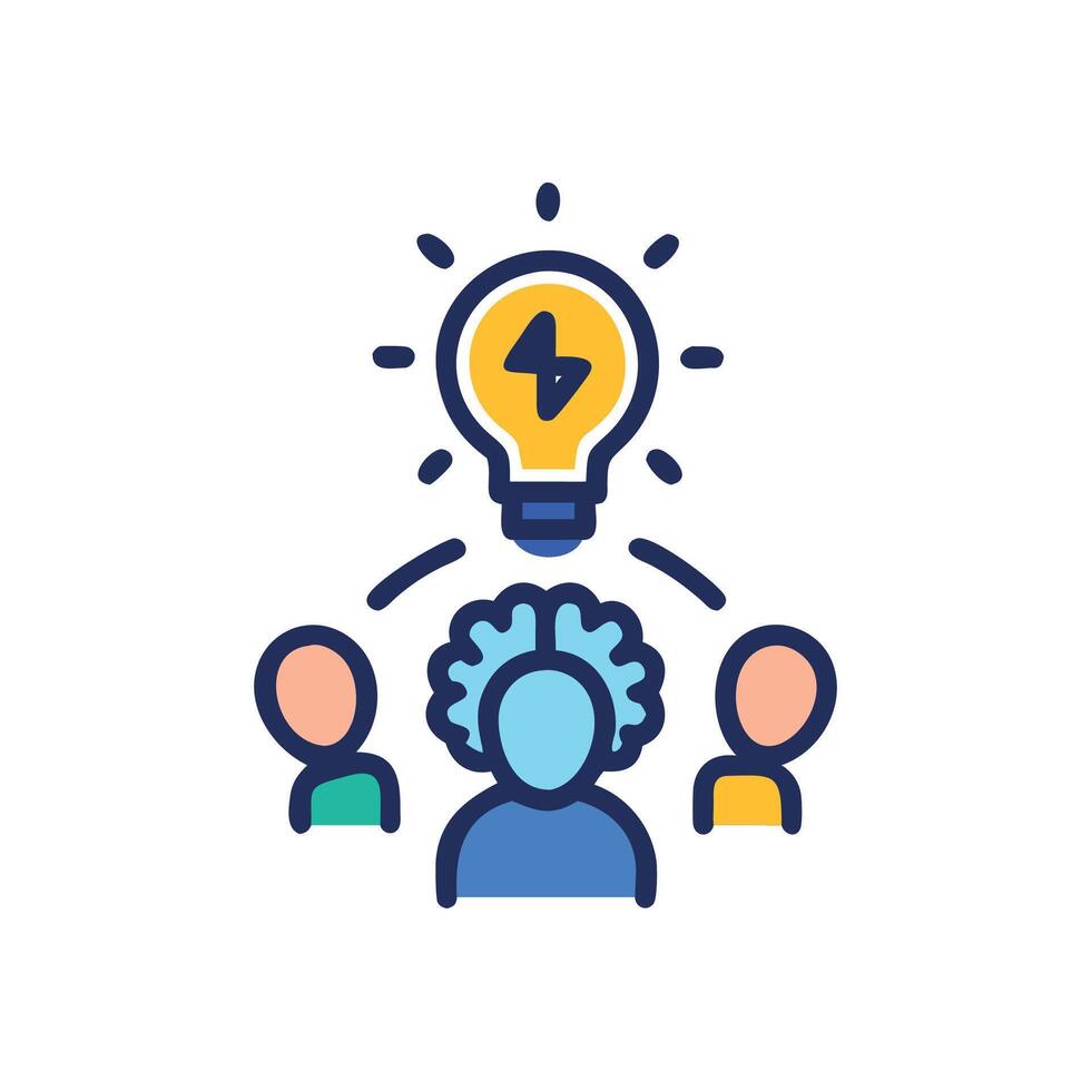 Diverse Team Collaboration Generates Bright Ideas Together Concept Illustration vector