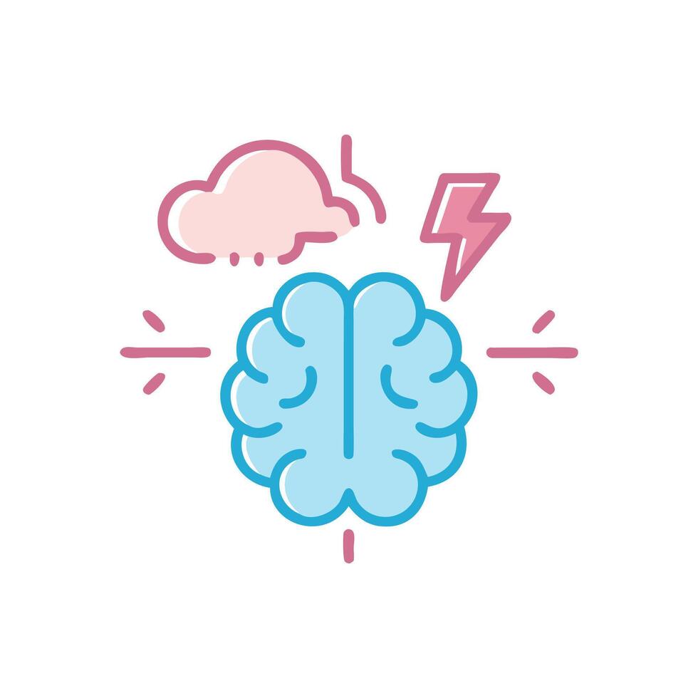 Brain facing challenging situations, flat and modern stock image vector
